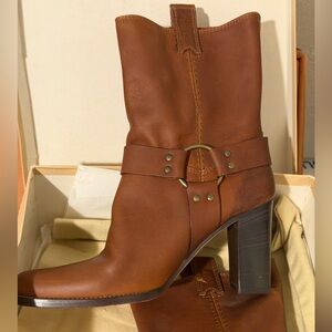 Michael Kors Westbury Leather Heeled Ankle Boots Brown Size 9.5M
